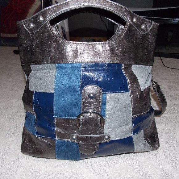 Suede & Faux Leather Patchwork Purse - Picture 3 of 8